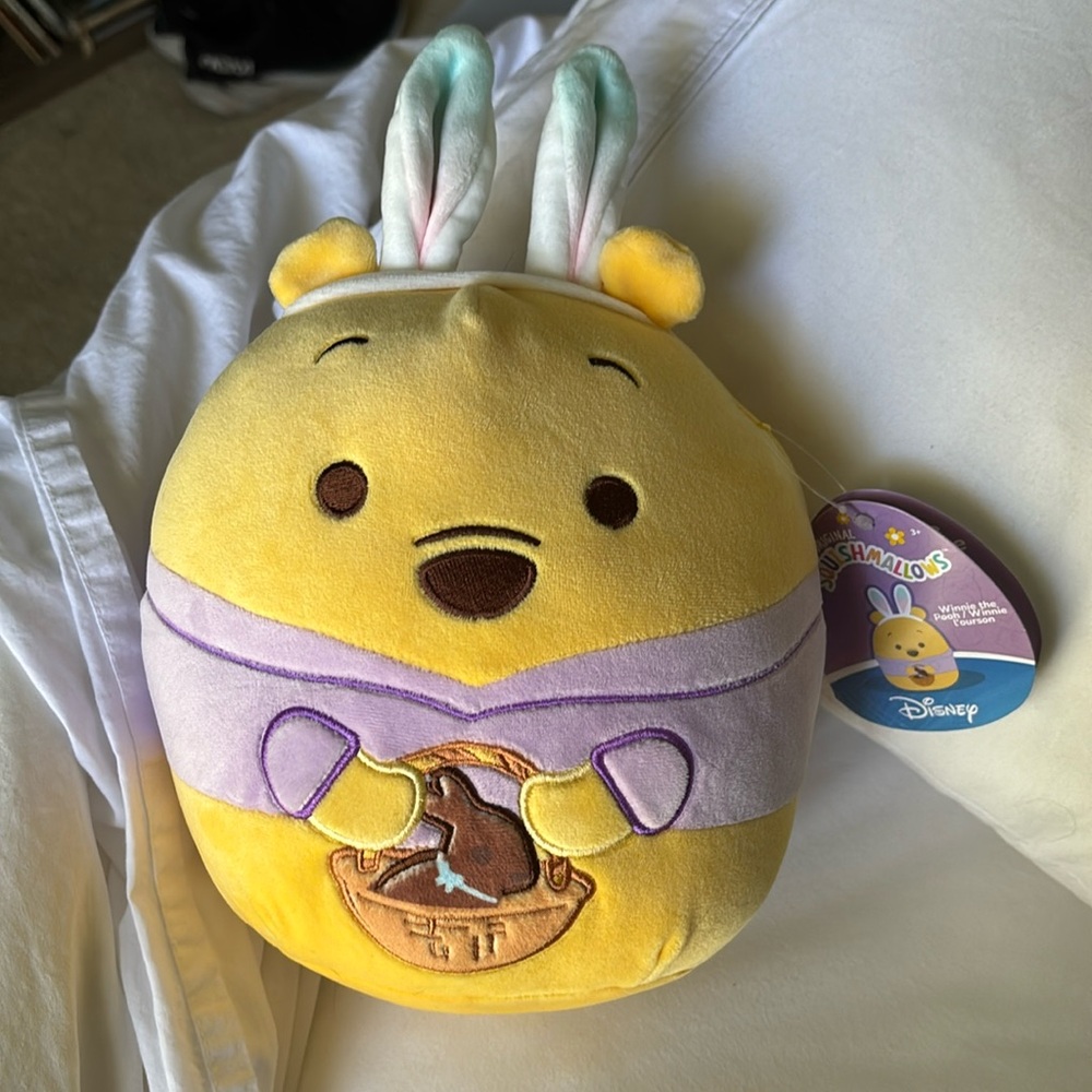 Original SQUISHMALLOWS 8” Winnie The Pooh Easter Plush Holding Easter Basket
